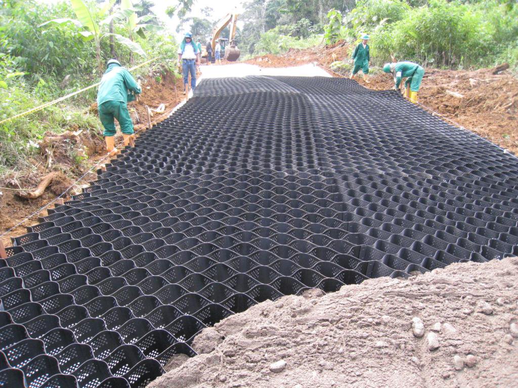 Geocelda de construcción de carreteras flexible de poliéster